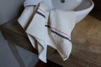 Barrydale Hand Weavers Country Towel Variegated Stripes "Navy & Red"