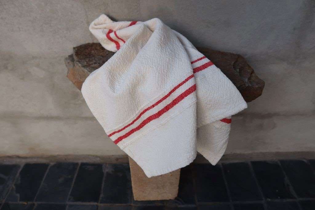 Barrydale Hand Weavers Country Towel Variegated Stripes "Red"