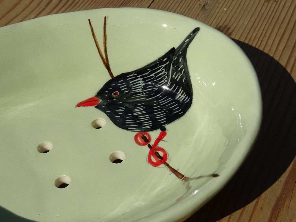 Gemma Orkin Keramik Seifenschale Grün "Black Bird"
