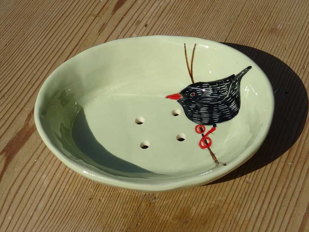 Gemma Orkin Keramik Seifenschale Grün "Black Bird"