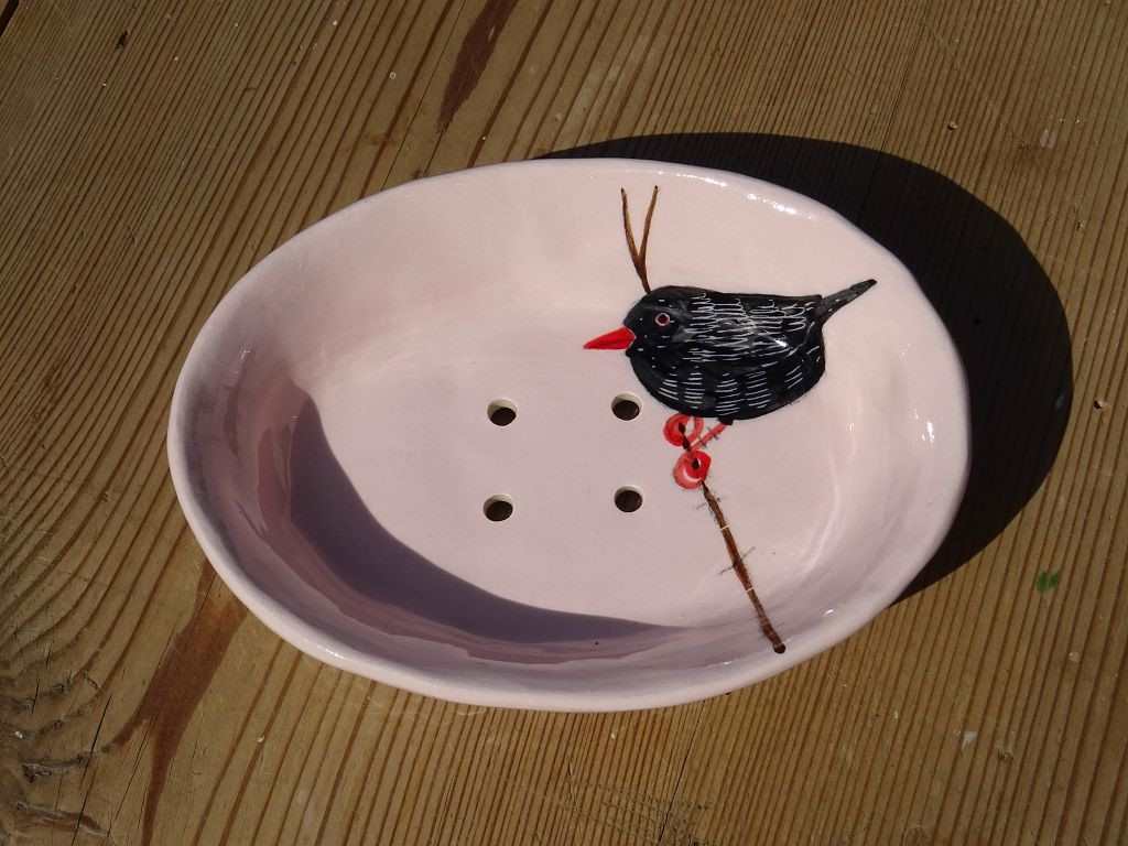 Gemma Orkin Keramik Seifenschale Pink "Black Bird"
